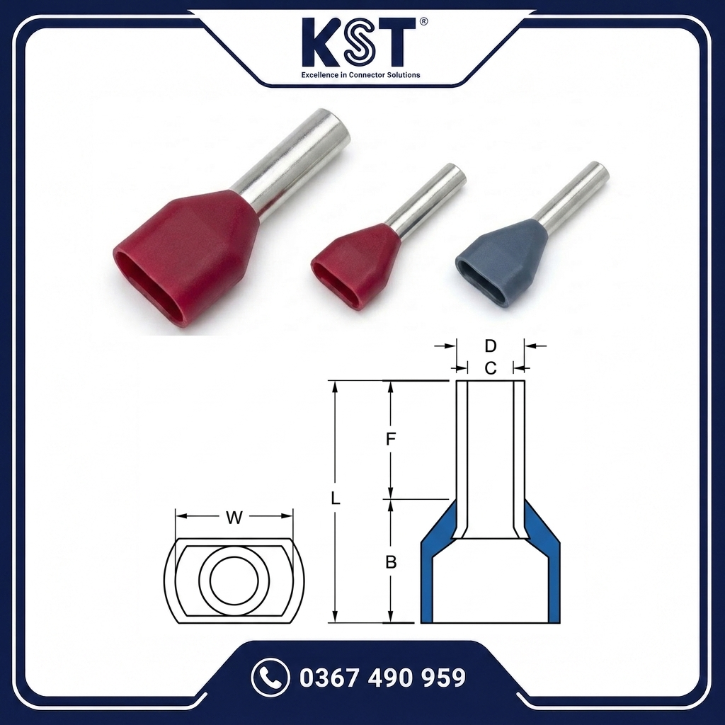 Đầu cos Pin đôi bọc nhựa TE Series