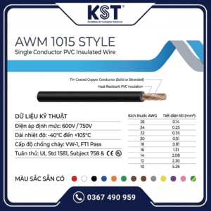 Dây điện đơn Myungbo UL 1015 AWG 105°C 750V PVC VW-1 FT1